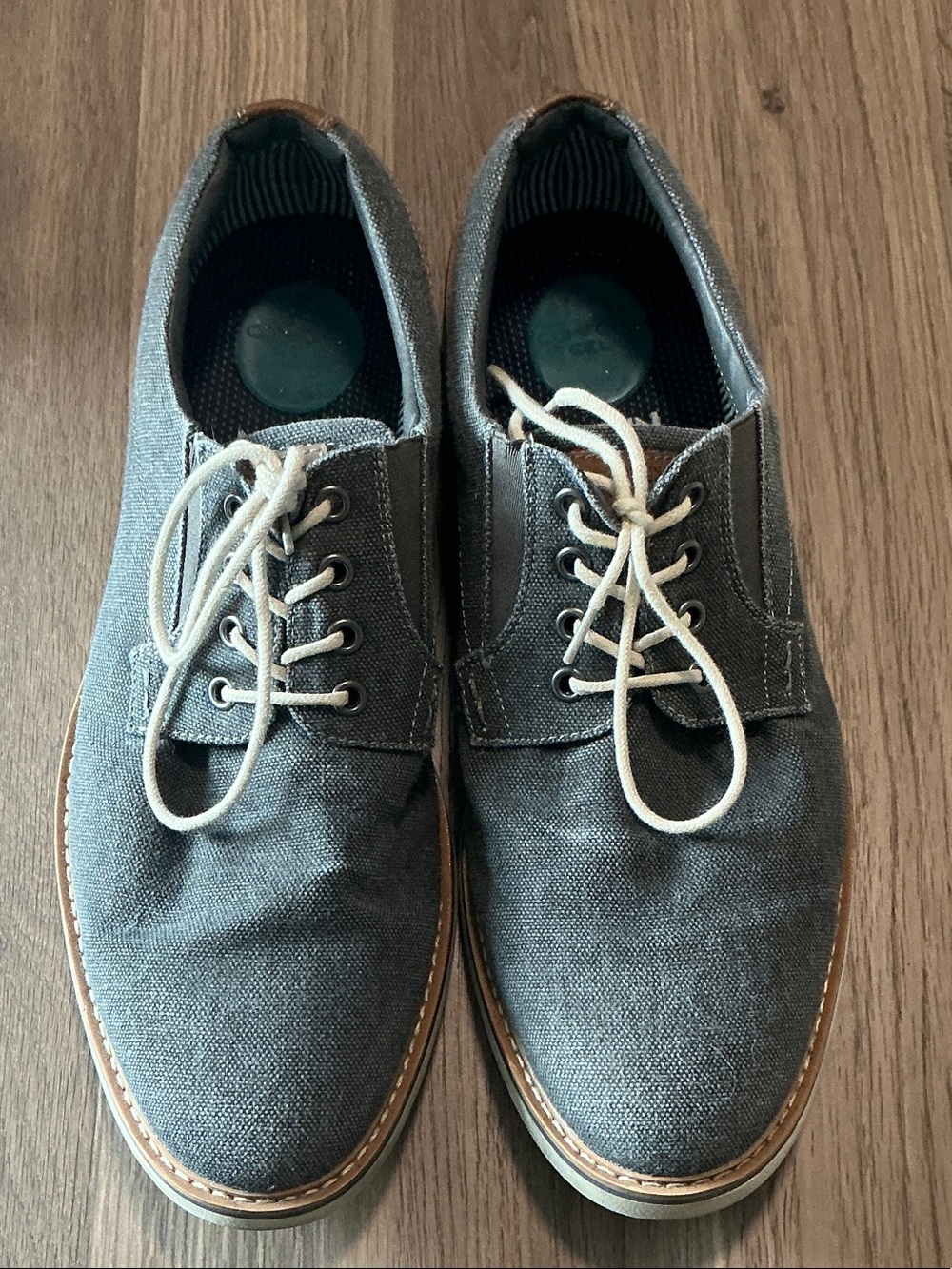 Nunn Bush Men's Charcoal Canvas Derby Shoes with Tan Welt